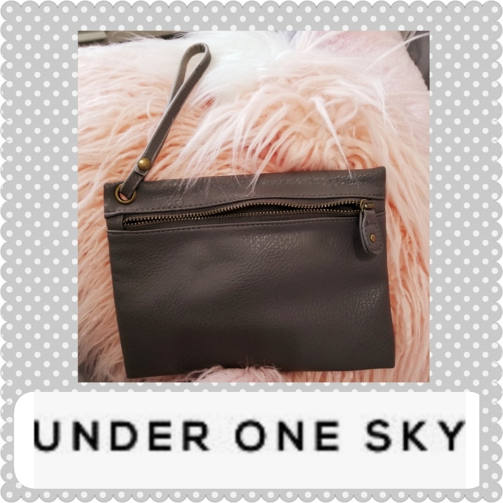 Under One Sky Wristlet Gray leather Bag